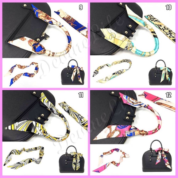 2pc Silk Twilly Scarf Purse Bag Handle Wrap Ribbon - Picture 6 of 8