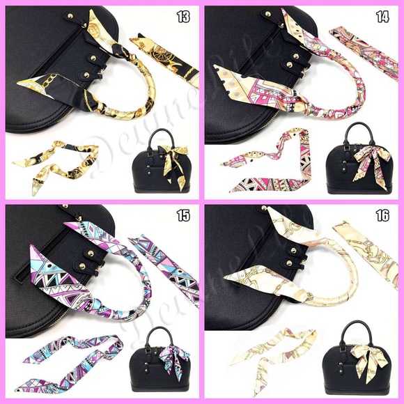 2pc Silk Twilly Scarf Purse Bag Handle Wrap Ribbon - Picture 7 of 8