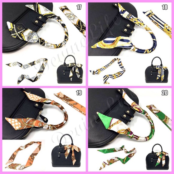 2pc Silk Twilly Scarf Purse Bag Handle Wrap Ribbon - Picture 8 of 8
