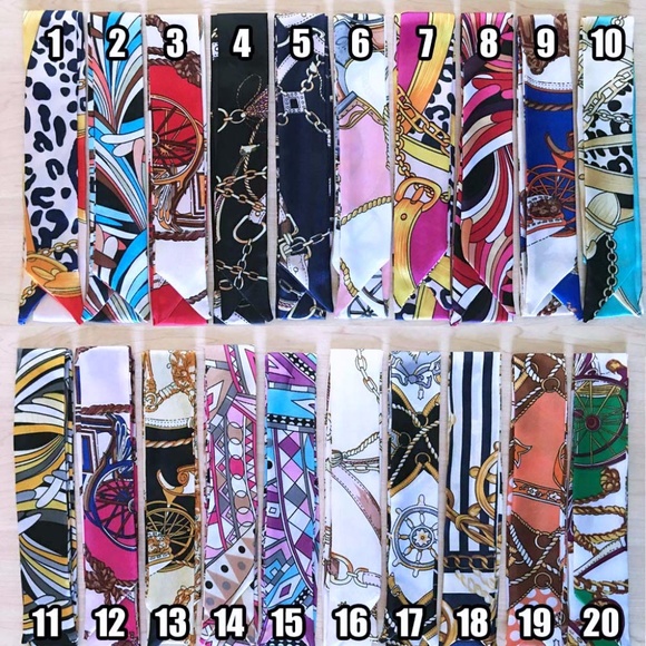 2pc Silk Twilly Scarf Purse Bag Handle Wrap Ribbon - Picture 2 of 8