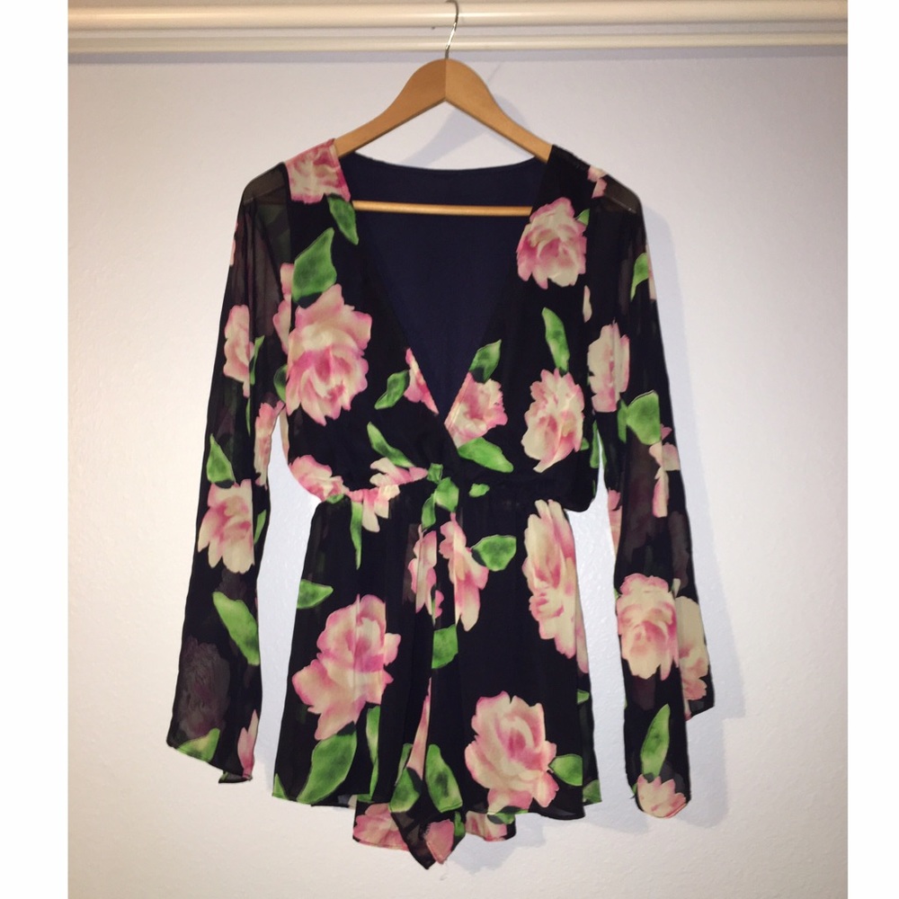 SOLD Bell Sleeve Floral Romper