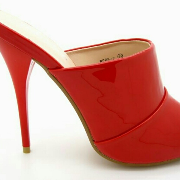 New Red Patent High Heel Slide Mule Stiletto Open Toe Women's Dress Shoes. - Picture 3 of 4