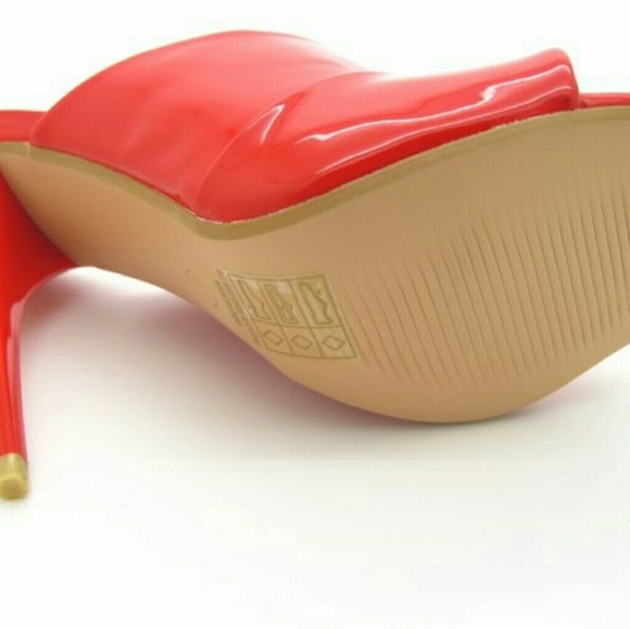 New Red Patent High Heel Slide Mule Stiletto Open Toe Women's Dress Shoes. - Picture 4 of 4