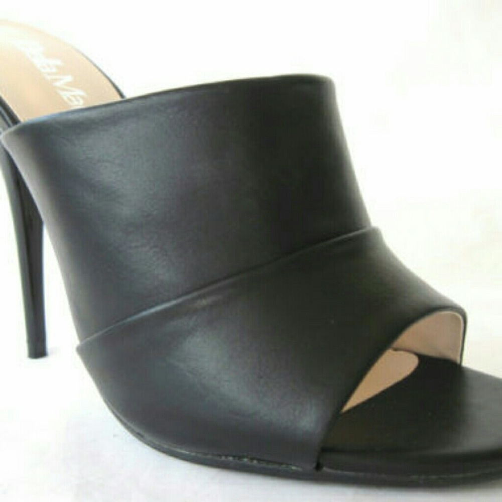 Black High Heel Slide Mule Stiletto OpenToe Womens
