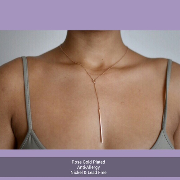 Oh So Sexy Rose Gold Circle Bar Necklace~New! - Picture 5 of 7