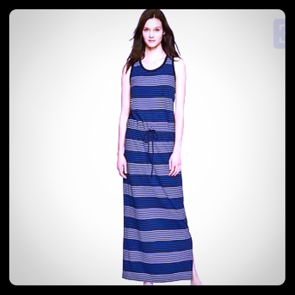 Striped tank drawstring maxi dress