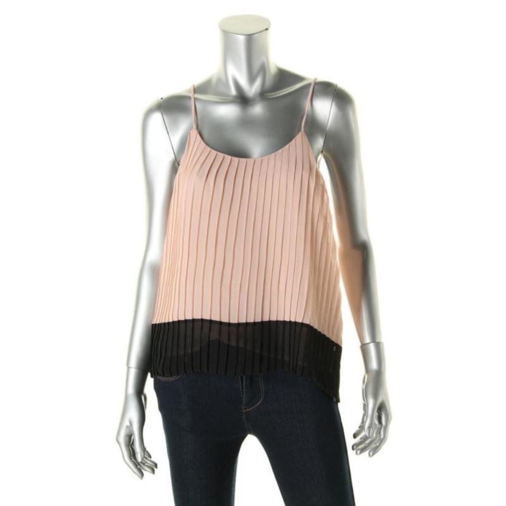 Bar III Womens Pink Chiffon Colorblock Knife Pleat