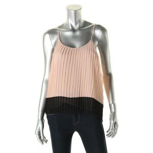 Bar III Womens Pink Chiffon Colorblock Knife Pleat