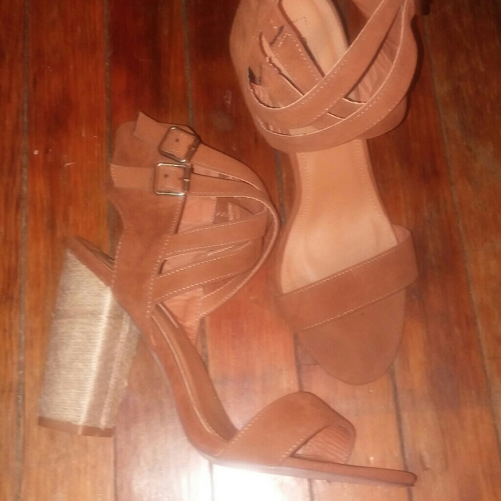Tan block heels