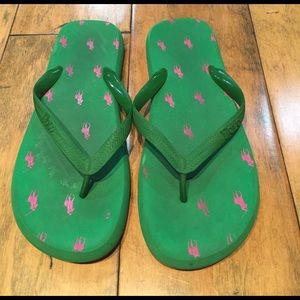Ralph Lauren flip flops with logo