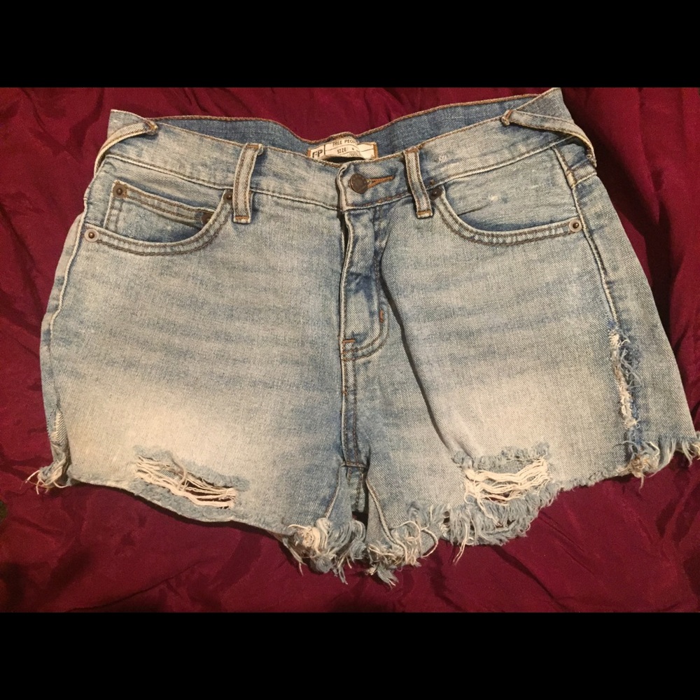 High waisted Free people denim shorts
