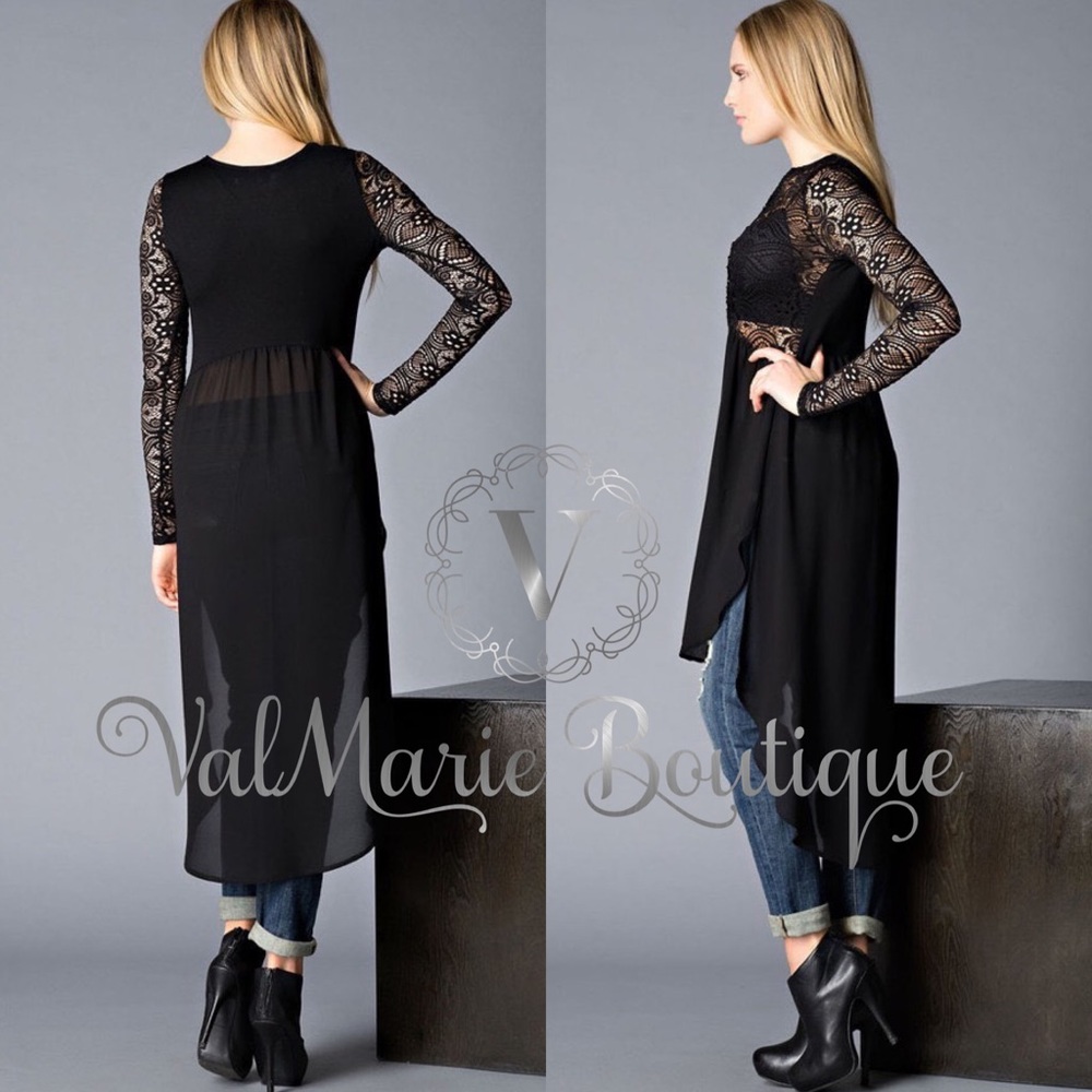 LACE UP HI-LO ELEGANT LACE TUNIC - Picture 2 of 4
