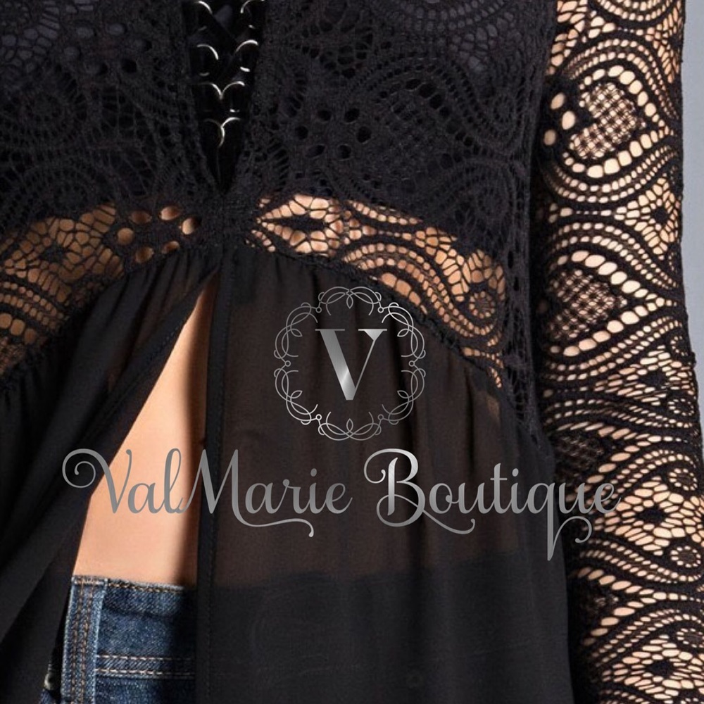 LACE UP HI-LO ELEGANT LACE TUNIC - Picture 4 of 4