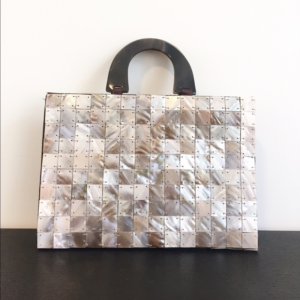 Shell Evening Handbag Brown