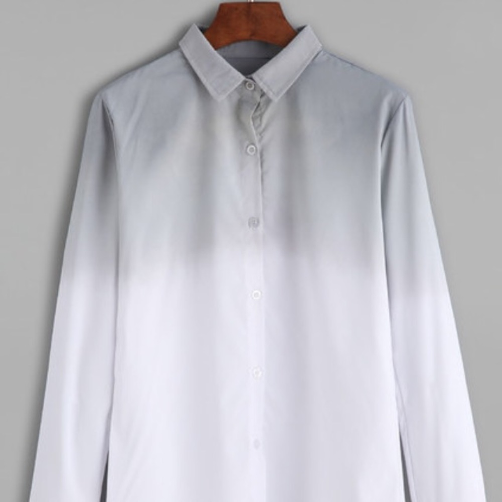 Grey Ombre Curved Hem Shirt New