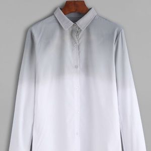 Grey Ombre Curved Hem Shirt New
