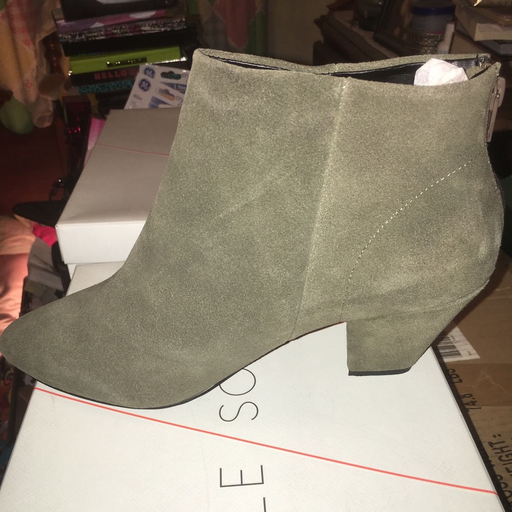 Khaki cow suede ankle boots size 11