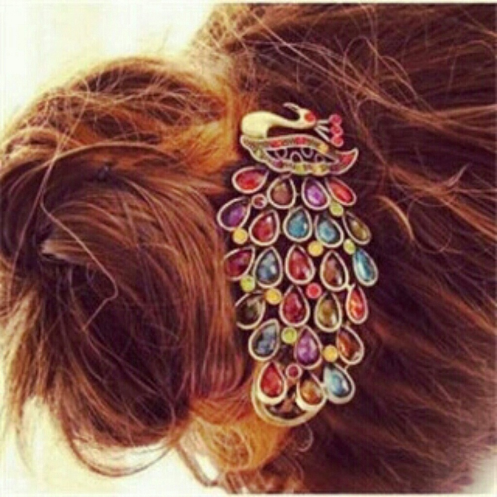 Peacock Jeweled Hair Clip