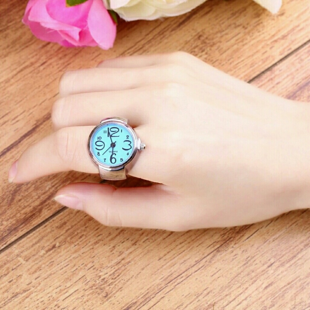 Blue Stainless Steel Finger Ring Watch