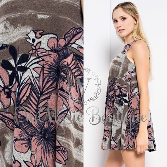 FLORAL BRUSHED MINI SWING DRESS - Picture 3 of 6