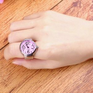 Pink Stainless Steel Finger Ring Watch