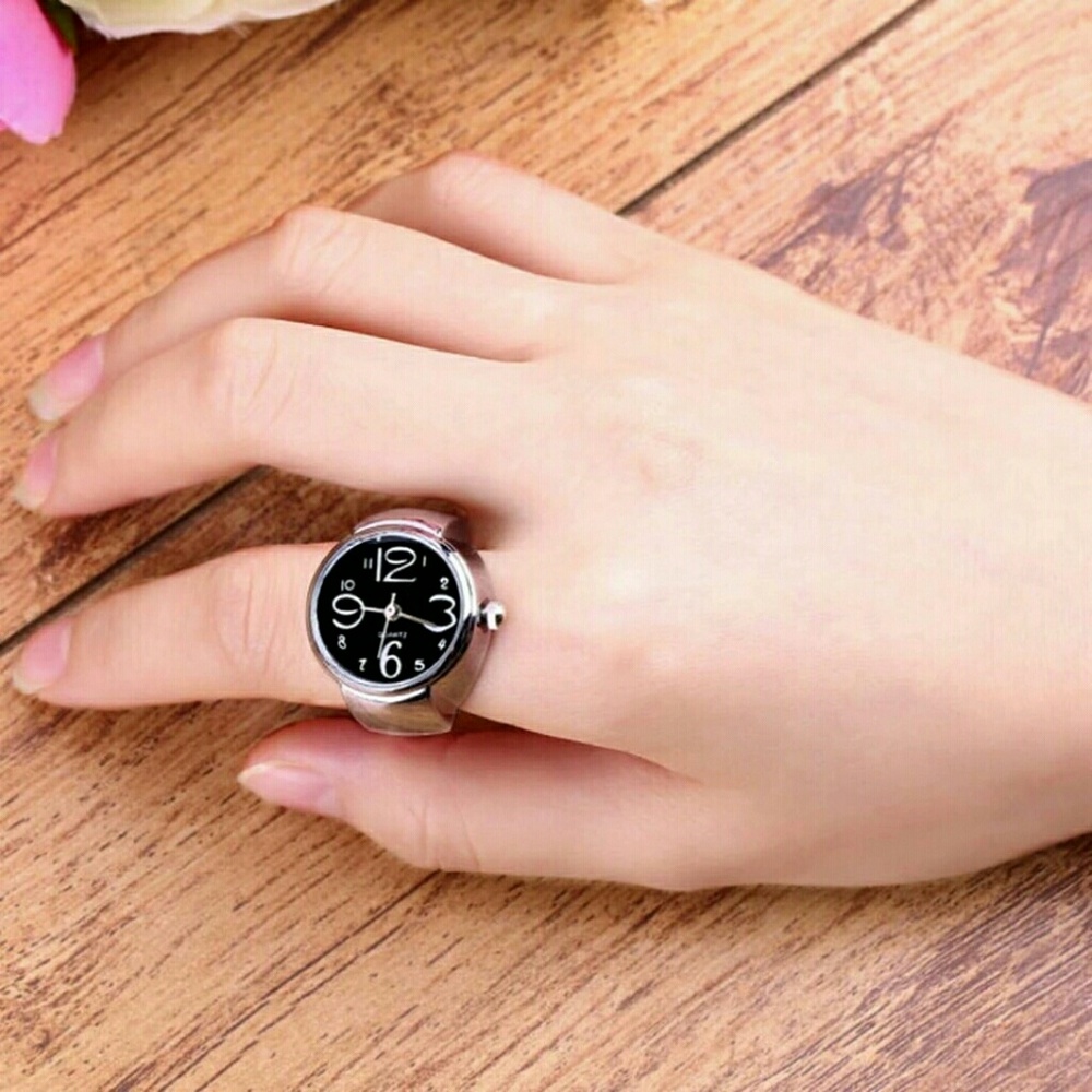 Black Stainless Steel Finger Ring Watch