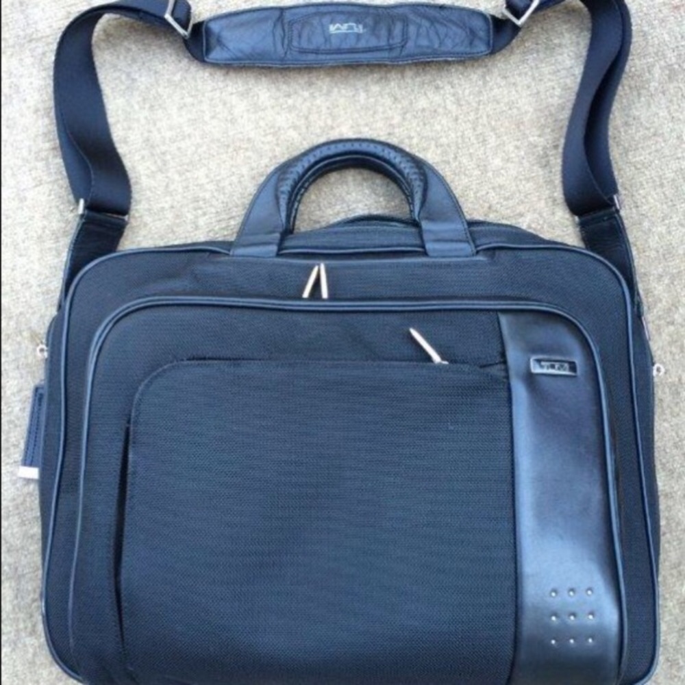 TUMI ballistic leather and nylon briefcase