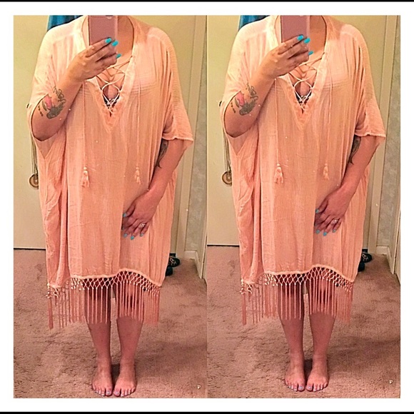 ❤️HP❤️ Oil Washed Gauze Poncho- LIGHT BRICK - Picture 3 of 3