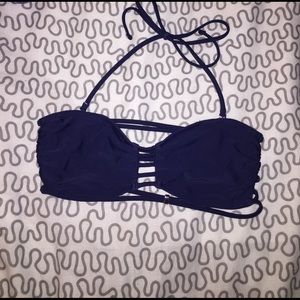 Sexy navy blue bandeau swim top