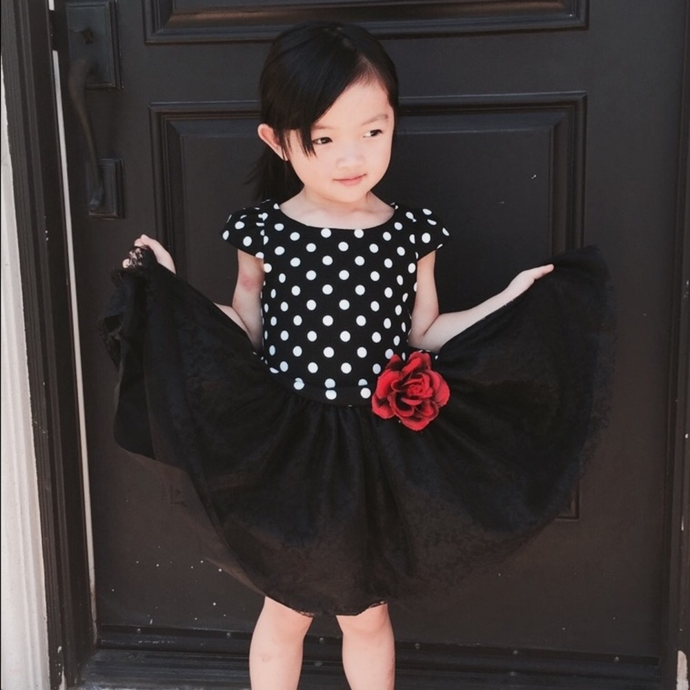 Vintage inspired toddler polka dots tulle dress