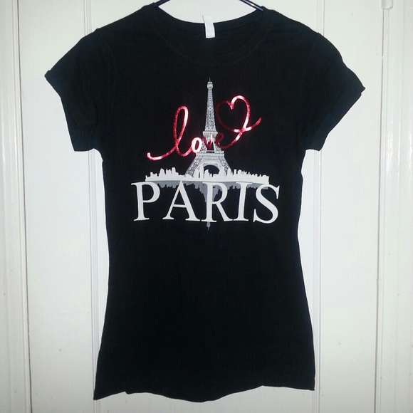 Tops - Black Love Paris Graphic Print Tee Shirt Tops - Black Love Paris Graphic Print Tee Shirt