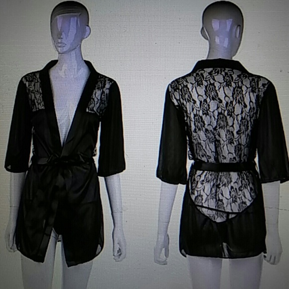 Sexy Satin and Lace Lingerie Robe - Picture 3 of 3