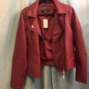 Amazing 1x burgundy faux moto jacket forever 21