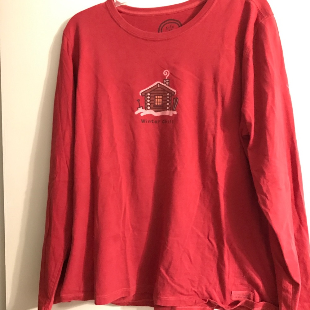 Life is Good dark red long sleeve Tshirt.  Large.