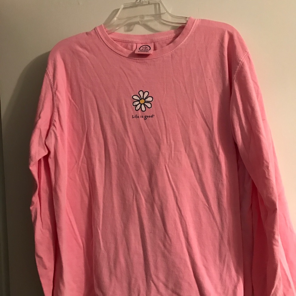 Life is Good large, long sleeve t shirt. Pink.