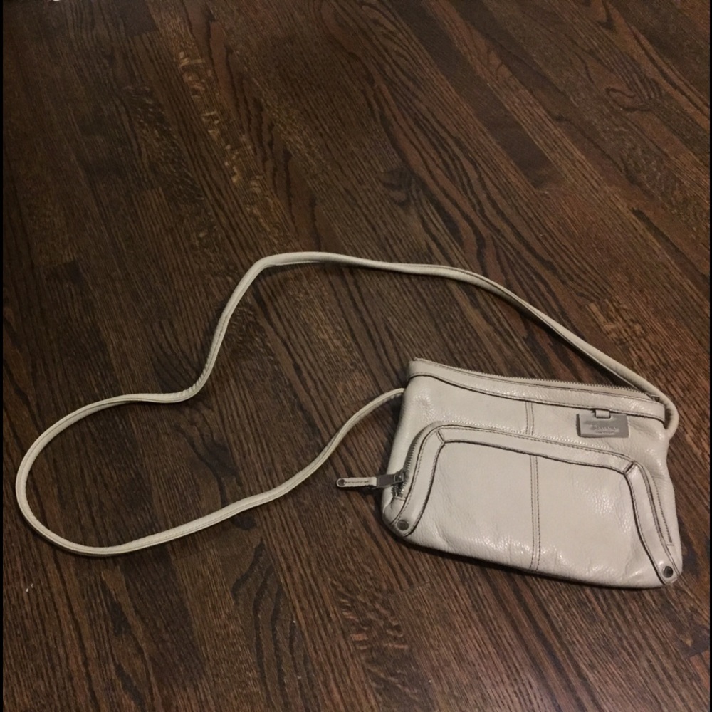 Tiganello Gray/Cream Leather Crossbody Purse
