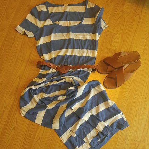 J. Crew Dresses & Skirts - J. Crew Blue/ White stripe Maxi t-shirt Dress S