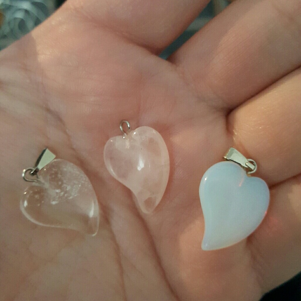 Small natural stone moon pendants