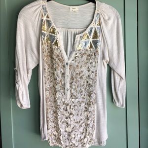 GUC sparkly TINY Henley top from Anthropologie.