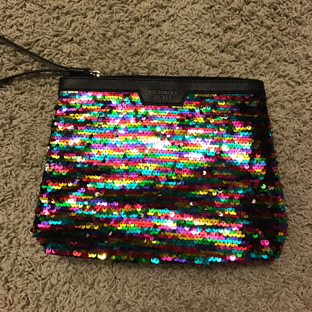 Victoria secret makeup / travel sequin rainbow bag