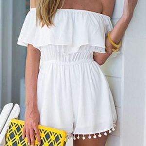 White off the shoulder romper
