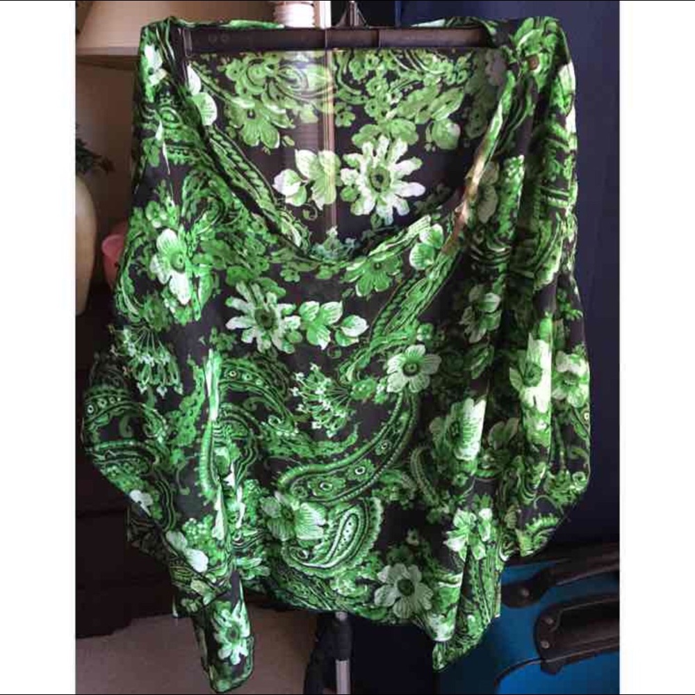 Green floral sheer overtop
