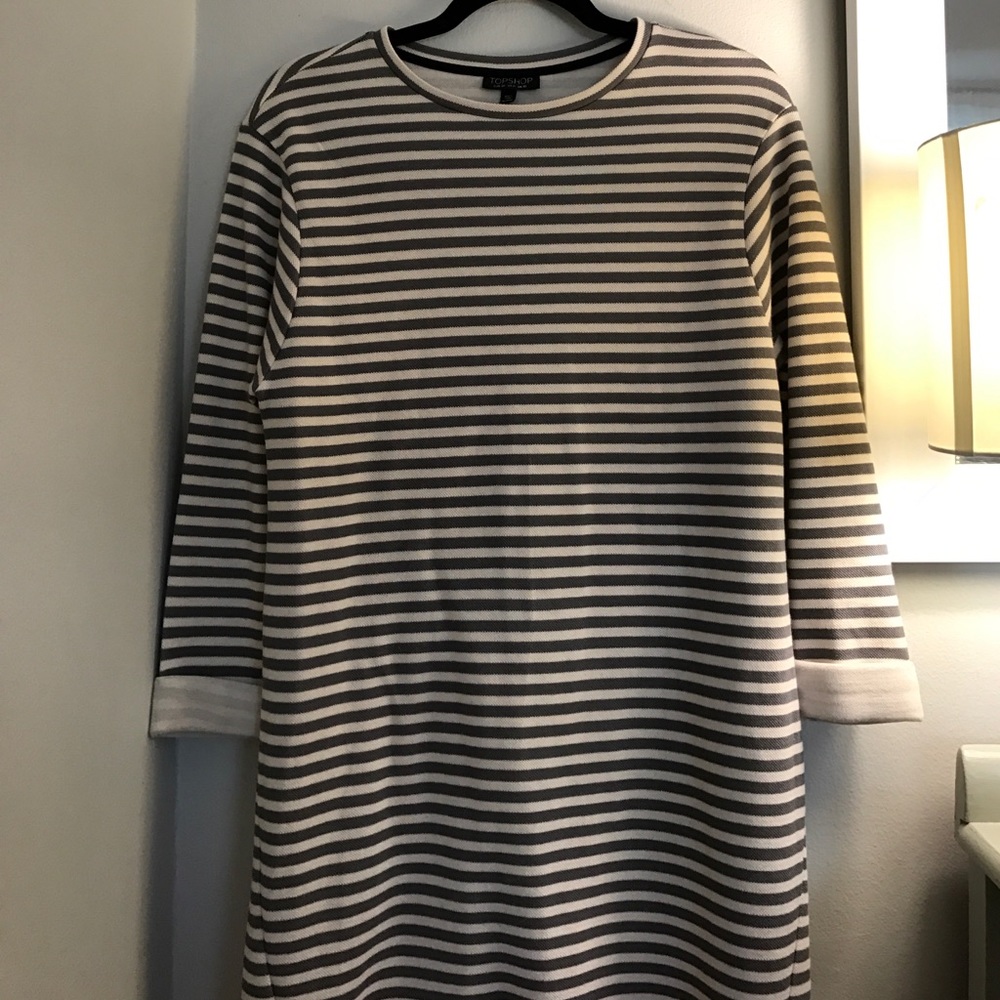 Topshop striped rolled sleeve dress
