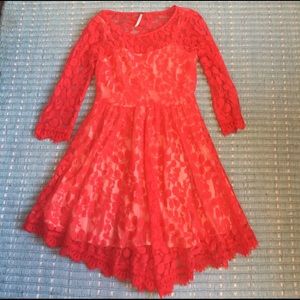 Gorgeous red, lace Free People dress, 0!