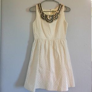 Francesca's embellished collar cream dress