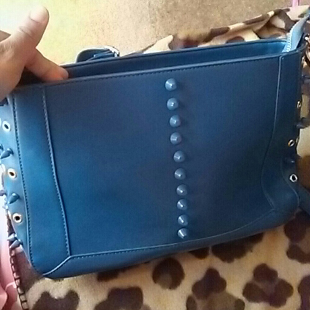 Blue Studded Crossbody Bag