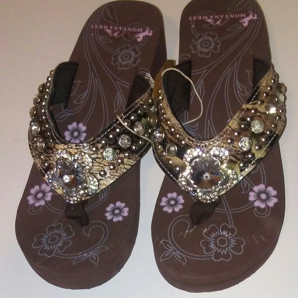 Monta West Camo Flauge Flower Cowgirl Sandals