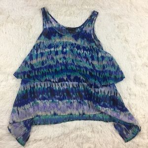Rock & Republic Small Blue Layered Ruffle Tank