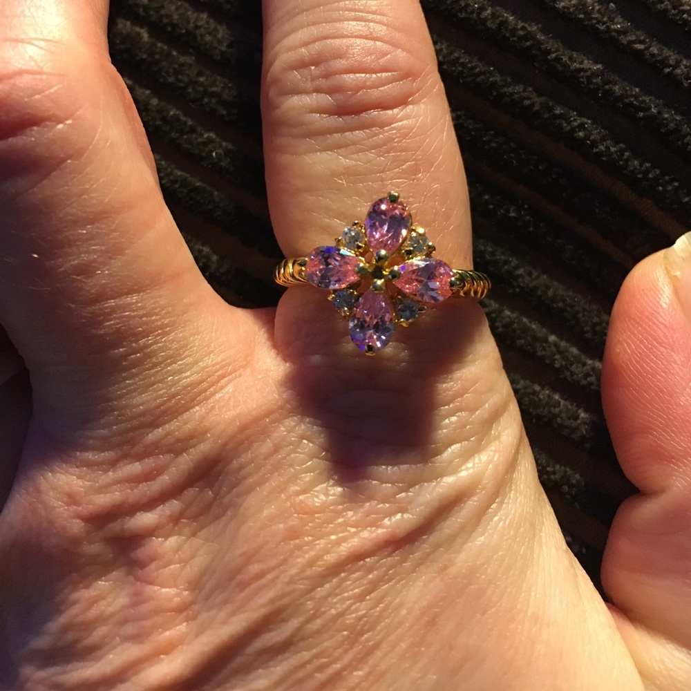 14K Gold Filled Pink Tourmaline CZ Cocktail Ring