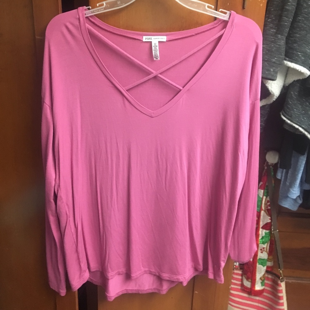 Supersoft cross front long sleeve tee